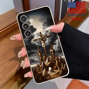 Phone Case Compatible with Galaxy S24 Plus S25 S23 S22 Ultra S22+ Jesus Christ Design Liquid Silicone TPU Full Lens Guard soft to touch Cover for Boy