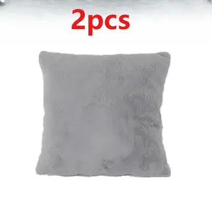 Gray Fleece Blanket Pillowcase Sublimation Polyester Square Pillow Cover Soft Furry Cushion 45cm×45cm