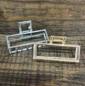 Rectangular Metal Hair Clip- silver & gold