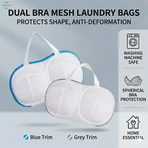 Home bra laundry bag, spherical protective laundry bag, suitable for machine washing, anti-deformation bra bag (Blue/Grey)