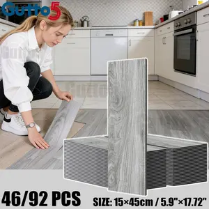 46/92 Self-Adhesive Wood Grain Floor Stickers, Thick Vinyl Material, Easy Peel and Stick, Ideal for Commercial and Home Use