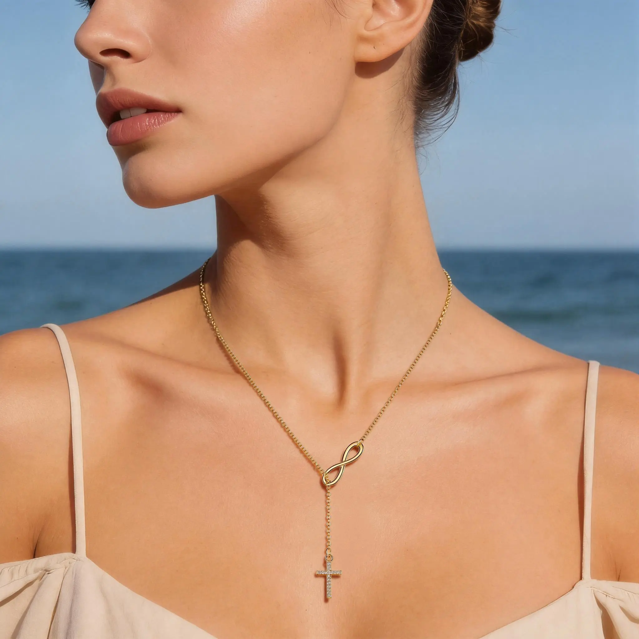 Infinity Cross Necklace for Women, Cross Faith Pendant Necklaces, Unique Trendy Cross Pendant Jewelry, Christian Baptism Religious Faith Jewelry Gifts, Non Tarnish & Waterproof Christian pendant