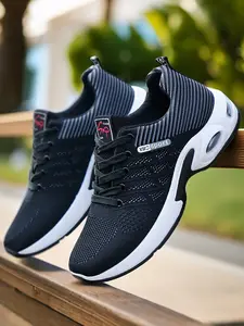Men's Breathable Knit Sports Shoes, Shock Absorption Anti-Slip Design, Ideal for Running & Walking, All-Season Comfort, Breathable Running Sneakers, Sporty Running Shoes