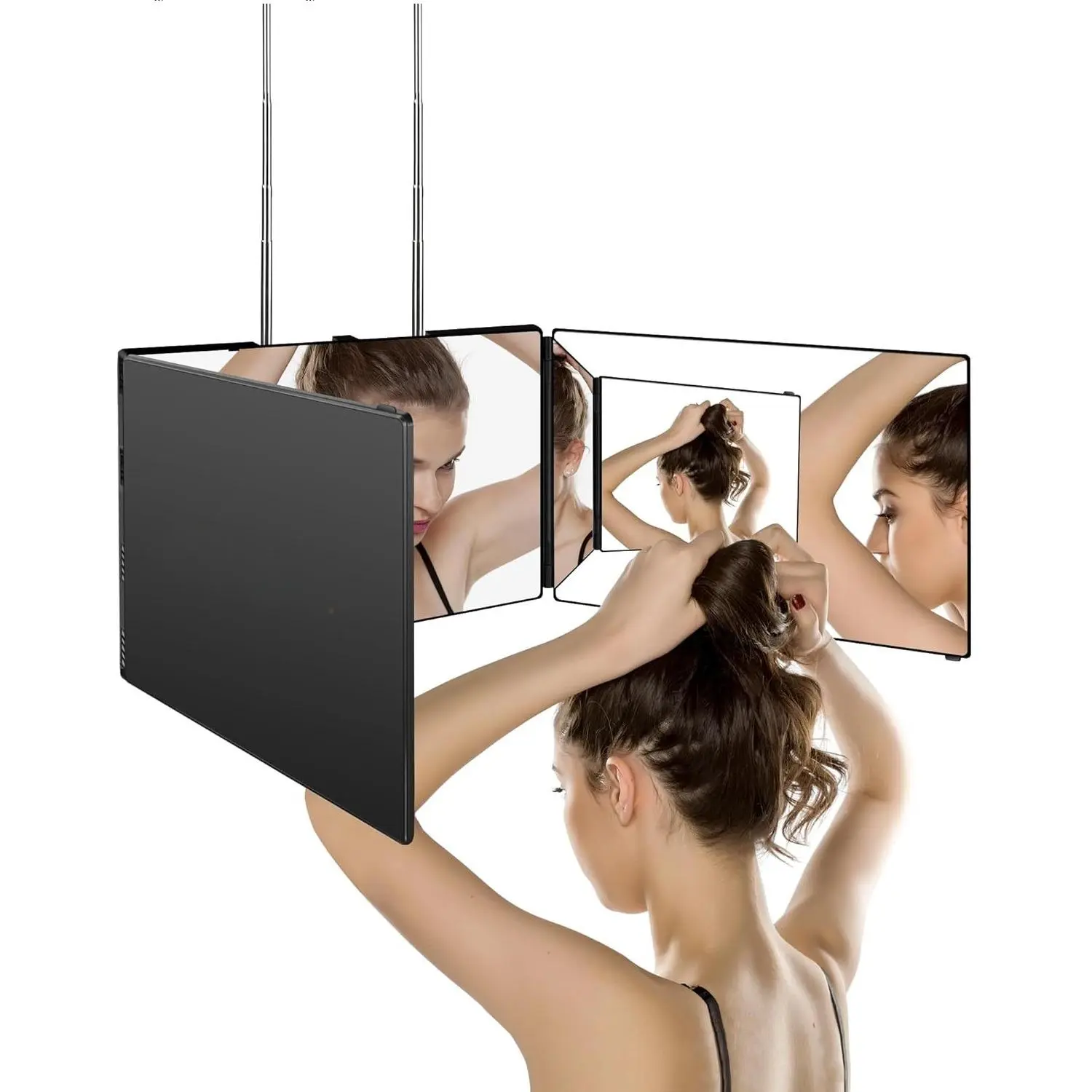 180° Rotatable Mirror, Portable 3-sided Folding Mirror, Adjustable Trifold Mirror, Multifunctional Mirror for Self Hair, Shaving, Makeup, Travel Mirror, Decor, Three Sided Mirror, Three Way Mirror