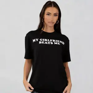 "My Girlfriend Beats Me" Funny Sarcastic Graphic Tee | Premium 100% Cotton Unisex T-Shirt | Relatable Relationship Humor & Couple Joke Top | Trendy Unhinged Statement Shirt | Perfect Gag Gift for Boyfriends crew neck