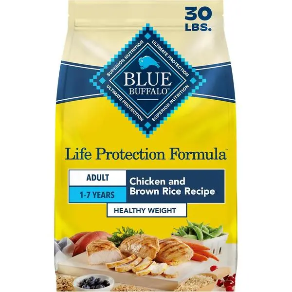 Blue Buffalo Life Protection Formula Healthy Weight Adult Dry Dog Food, Chicken & Brown Rice, Supports Immunity with Antioxidant-Rich LifeSource Bits, Promotes Lean Muscles & Weight Control, 30 lbs.