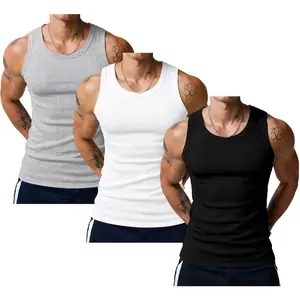 Men’s striped solid-color tank top with narrow shoulder straps, suitable for the gym and running; close-fitting and comfortable.