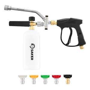 Saker 4-in-1 High-Pressure Car Wash Watering Can 2025 Model with 5 Color Nozzles Dual Connection Adjustable Foam Concentration Premium Materials Multi-Functional Cleaning Kit