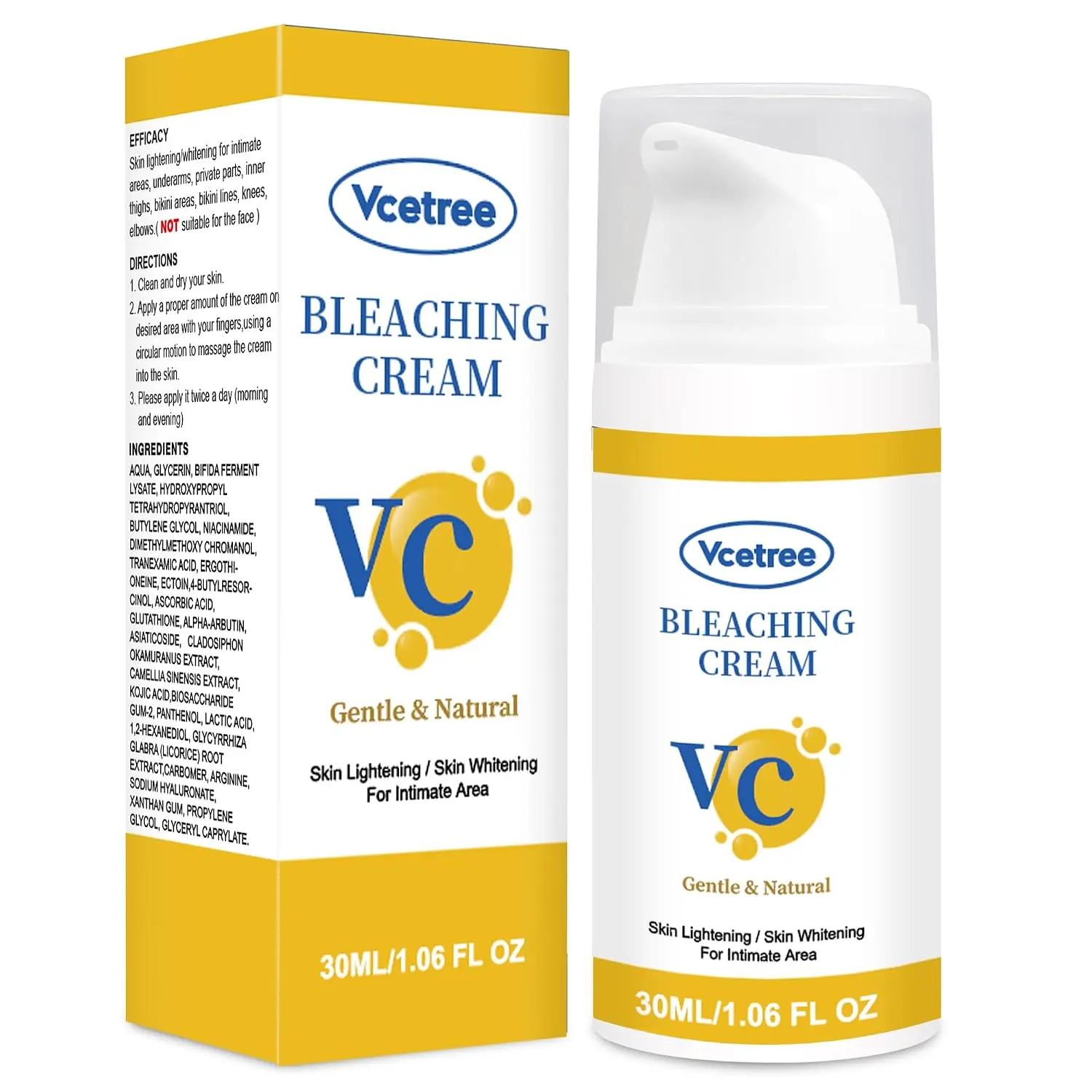 Skin Bleaching Cream Skin Lightening for Body Intimate Areas, Private Parts, Underarm, Knees, Elbows, Inner Thigh, Bikini Area, Whitening Cream Dark Spot Remover For Intimate Areas (1FL OZ)
