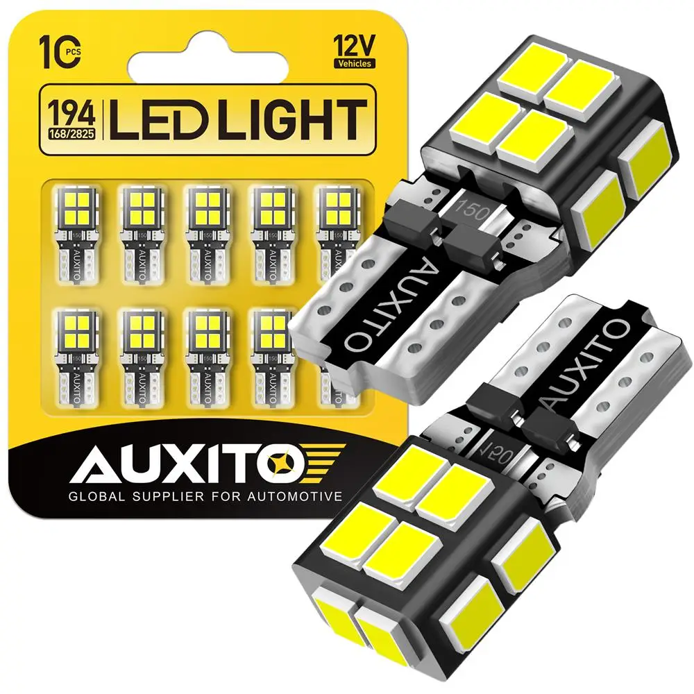 AUXITO 10x White LED T10 194 168 W5W Interior Map Dome Trunk License Plate Light Bulbs
