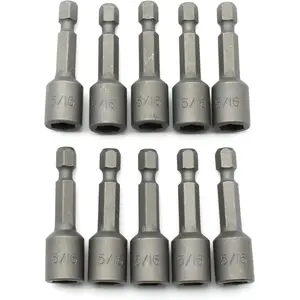 10 count Impact Ready Nut Driver 5/16 Inch Magnetic Nutsetter Set 1/4 Inch Shank