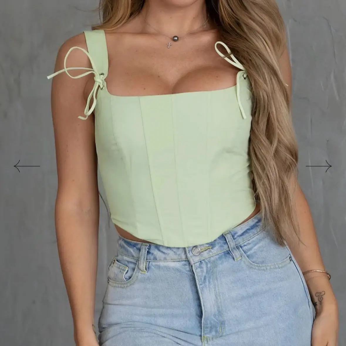 Geneveve Stretch Poplin Cami Corset Top with Self-Ties and Adjustable Lace-Up Tie Detail - Serums Skincare Womenswear Women Lady