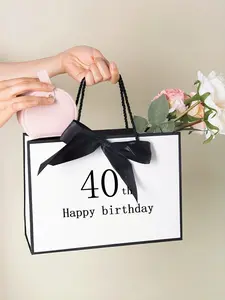 New 40th Birthday lettered gift bag, shopping tote bag, Stylish Versatile Bag, Versatile, portable, foldable, reusable, suitable for birthday gift wrapping, anniversary celebrations, wedding favors, and everyday shopping storage