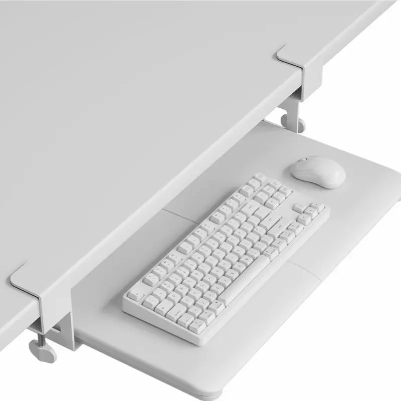 Ergonomic Under Desk Keyboard Tray - Adjustable Clamp-On, Sliding Retractable Drawer, Ergonomics Design for Long Sessions Computer Office Use, Monitor Alignments, Polypropylene Build, for IKEA Billycase Hack