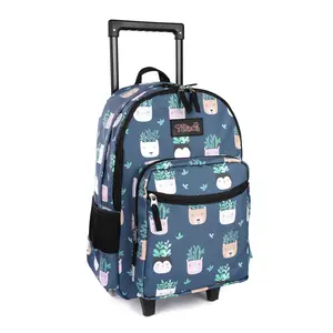 Tilami Rolling Backpack 18 inch Double Handle Wheeled Boys Girls Travel School Children Luggage Trip, Blue