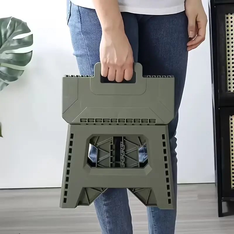 Folding Stool - Portable Folding Stool with Handle - 1-Pack Square Plastic Folding Stool, Suitable for Indoor Use, Parties, Picnics, Fishing
