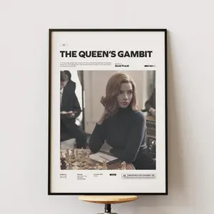 The Queen’s Gambit Poster, Alternative Poster Idea for The Queen’s Gambit Series, Anya Taylor-Joy Poster, Chess Themed Wall Art Unframed Poster, Aesthetic Poster, Home & Office,  Modern Wall Decor, Aesthetic Room Art