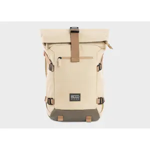 Nomad Hemp Rolltop Backpack in Beige and Green