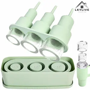New Generation Ice Cube Tray for Tumbler Cup,For 20oz 30oz 40oz cup,Silicone Cylinder Ice Mold with Lid and Bin, durable and not easy to wear，Easy Fill and Release Ice Maker for Whiskey, Cocktail, BPA-Free Reusable Straw Drinking Straw