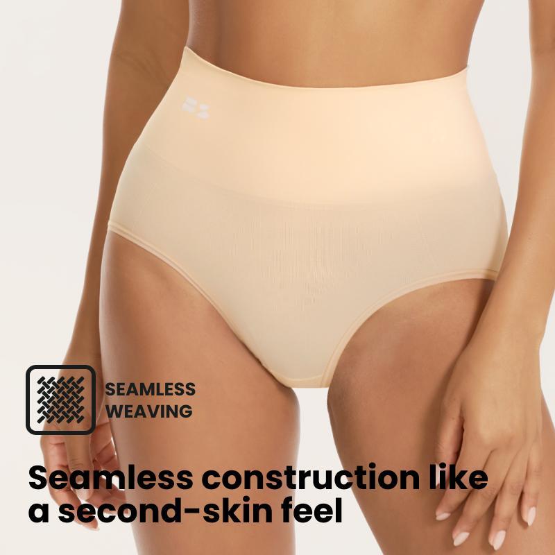 BodyTips 2PCS Spandex High Waisted Panty Light Tummy Control Double Waistband No Rolling Seamless Comfort Full Coverage Design Smooth Fit Underwear Popular Shaping Panties Versatile Briefs For Daily Wear Work Office Home Lounge Casual Outfit All Day Use