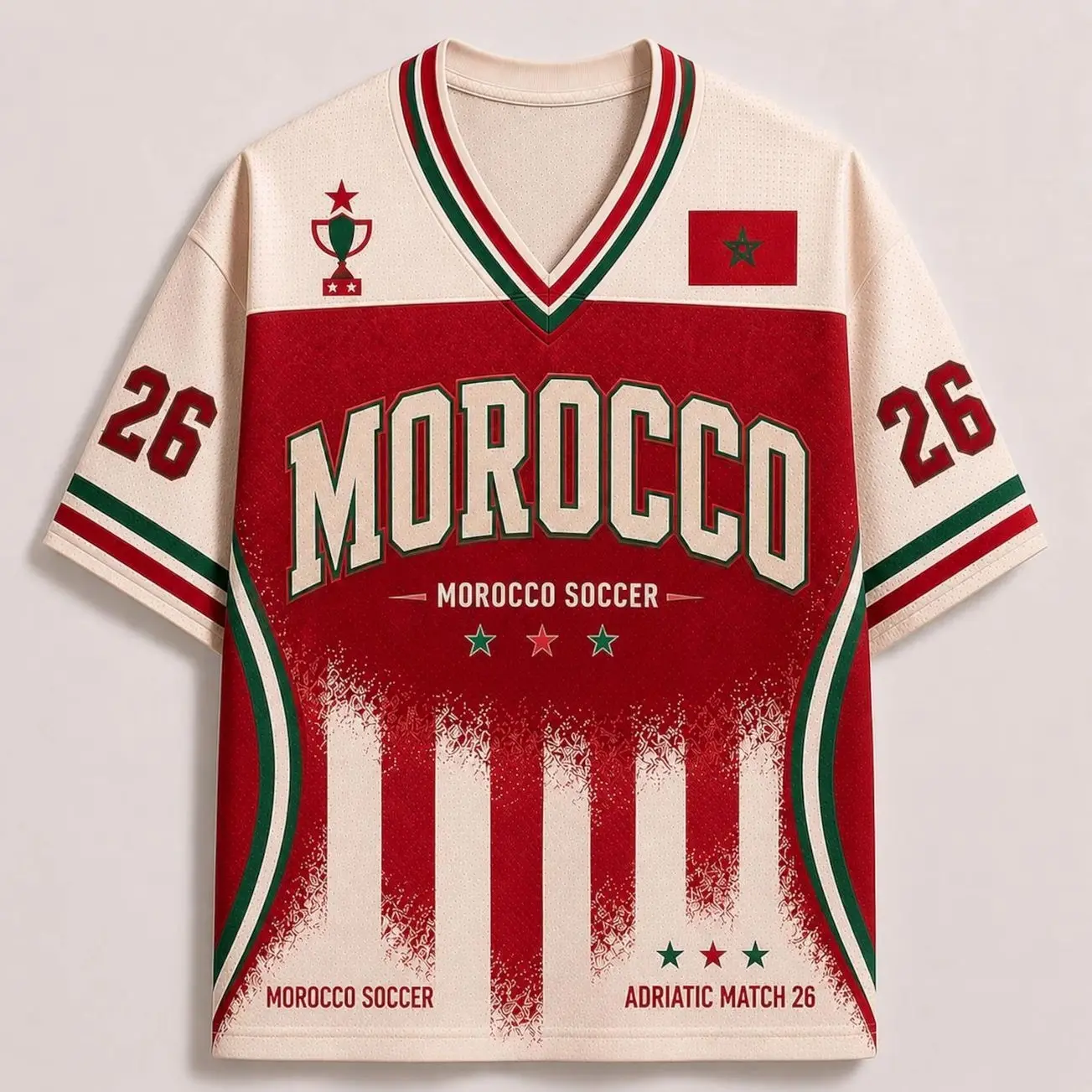 Custom Morocco Soccer Jersey: Morocco Football Fan Shirt, Adriatic Match 26 Game Day Tee, Morocco Jersey Top, Soccer Fan Gift, Morocco Gift