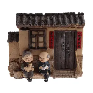 A figurine depicting a loving elderly couple; a statue symbolizing happiness in old age; small figurines featuring grandparents and parents; home decor craft; gift for Valentine’s Day and wedding anniversary.