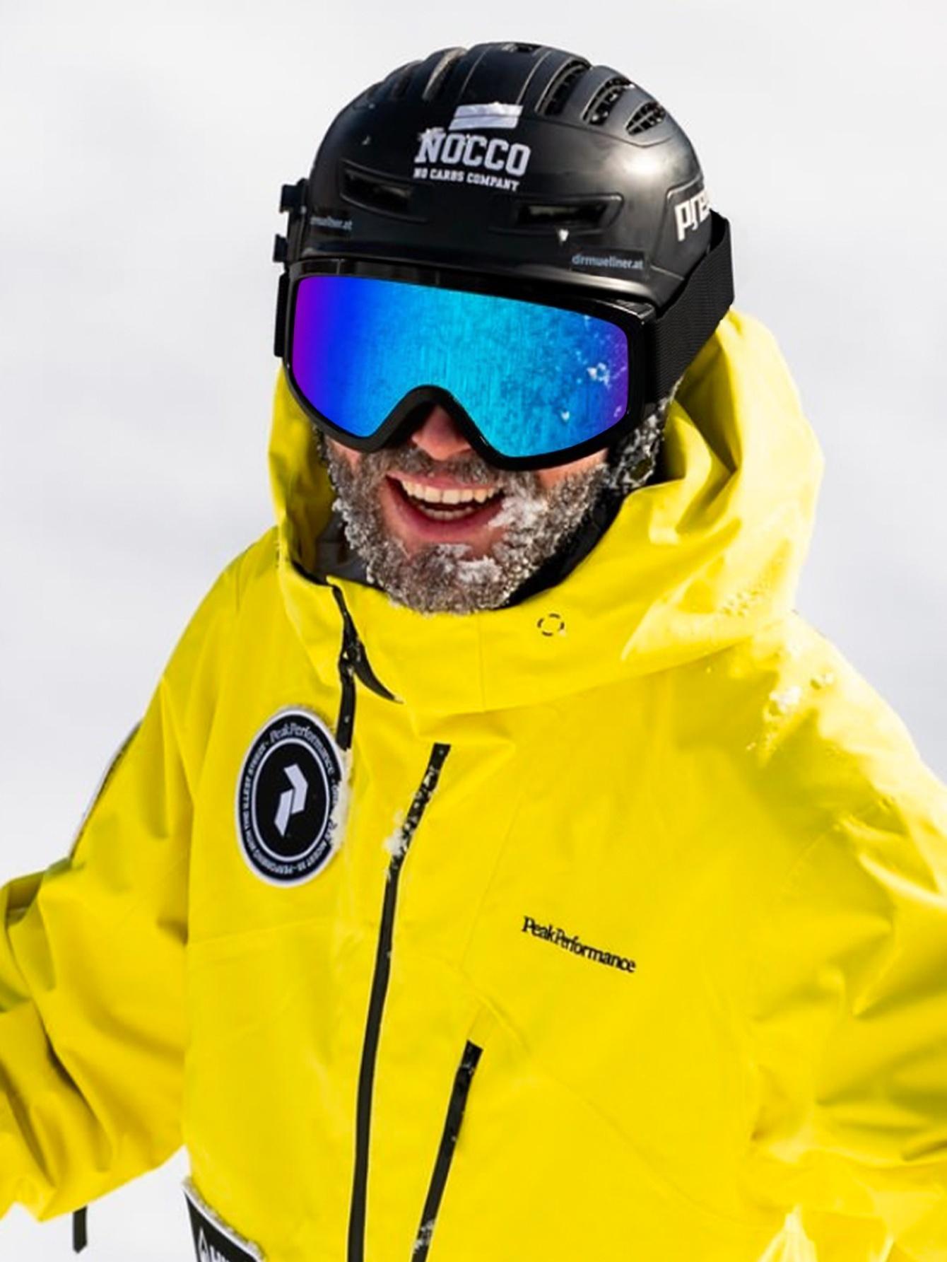 Large Frame Ski Goggles for Men Women Colored Lens Anti-Fog Anti-Glare Snowboard Goggles Wide Vision Sponge Padding Comfortable Fit Snow Goggles for Skiing Snowboarding Winter Outdoor Sports Mountain Riding