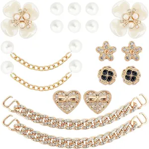 18 count Bling Shoe Charms Flower Pearl Clog Shoes Accessories Fashion Crystal Rhinestone Shoes Charms Pearl Chain DIY Sandals Cute Designer Decoration for Women Birthday Party Favors Own Style-USA