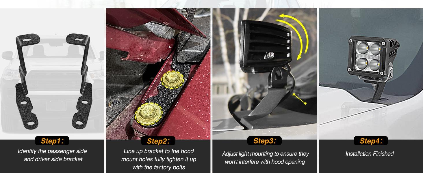 Nilight Ditch Light Brackets Auxiliary Offroad Work LED Pod A-Pillar Hood Mounts Compatible with 2007-2013 GMC Yukon Sierra & Chevy Suburban Tahoe Silverado