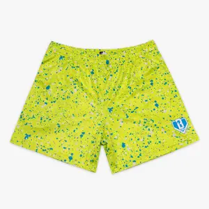 Baseball Lifestyle 101 Splatter Youth Shorts (Unisex) - Highlighter Yellow Edition | Lightweight & Breathable | Streetwear Summer Shorts for Casual & Outdoor Style | Perfect Gift for Him