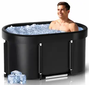 XL Ice Bath Tub for Athletes & Adults - 129 Gallons Ice Tub, Cold Plunge Tub with Cover for Indoor Outdoor, Ice Plunge Tub for Recovery & Cold Water Therapy - Black