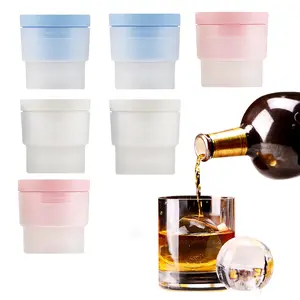 Large Ice Ball Molds 2.5 Inch Slow Melting Sphere Ice Cube Maker Stackable Round Ice Molds for Whiskey Bourbon Cocktails Juice Drinks