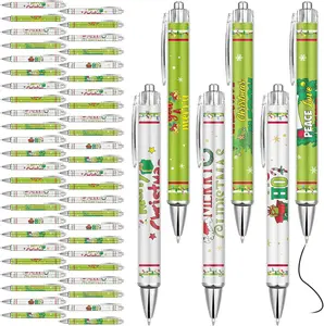 48 Christmas Green Master Pens Bulk Christmas Funny Ballpoint Pen Christmas Party Favors Black Ink Retractable Cute Cartoon Pen Christmas Accessories For School Office Supplies Gifts Rewards