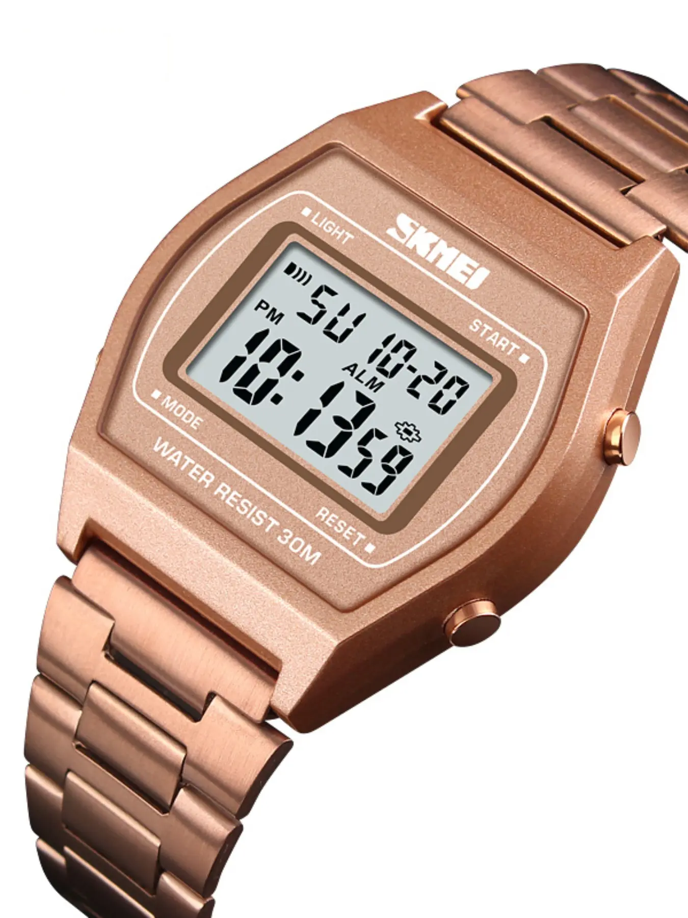 Skmei Retro Style Digital Watch, Modern Waterproof Watch, Stainless Steel Strap, Multifunctional Watch, Lightweight Comfortable Wear, Unisex Casual Watch, Digital Wristwatch, Casual Fashion Watch
