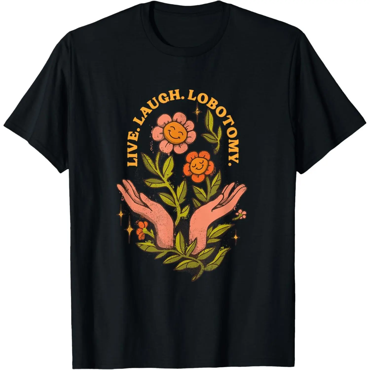 Men's "Live Laugh Lobotomy" Graphic T-Shirt in Soft 100% Natural Cotton, Casual Streetwear for Daily Wear & Sports, Tshirt, Menswear, Machine Washable, Short-Sleeve, Regular Fit, Round Neck, Short-Sleeve Tee