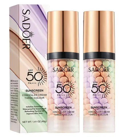 2 piece Primer for Face Before Makeup, One Step Color Corrector Primer, SPF 50 PA+ 3 In 1 Sunscreen Isolation Cream, Color Correcting Facial Serum Oil Control & Moisturizing Skin Tone
