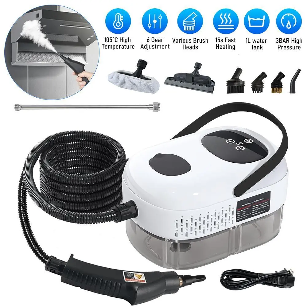 Handheld Steam Cleaner, 1500W High-Pressure Steam Cleaners with 50 PSI, 1000ml Tank, 6-Level Adjustable Settings, 105°C/221°F Fast 15s Heating, Portable Multi-Surface Steamer with 16-Piece Accessory Kit, Car Detailing Products, Cleaning Supplies And Tools