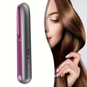 2-In-1 USB Hair Straightener & Curler, Portable Cordless Dual Voltage Styler, Fast Heating Travel Hair Iron Gift for Women