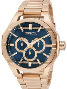 Invicta Bolt Masculine Multifunction Anti-Scratch High-Resistance Self-Luminous Quartz Watch for Men, 48mm Rose Gold-Tone Cable Bezel, Black Dial, Stainless Steel Bracelet, 100m Water Resistant, Anti-Scratch Quartz Watches, High-Resistance Quartz Watches