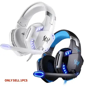 G2000 Gaming Headset with Microphone, Bass Stereo Sound, Soft Memory Foam Earcups, LED Lights, Compatible with PC Laptop Computers, PC Headsets