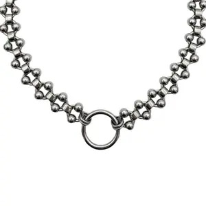 Ring Center Ball Chain Necklace - Stainless Steel