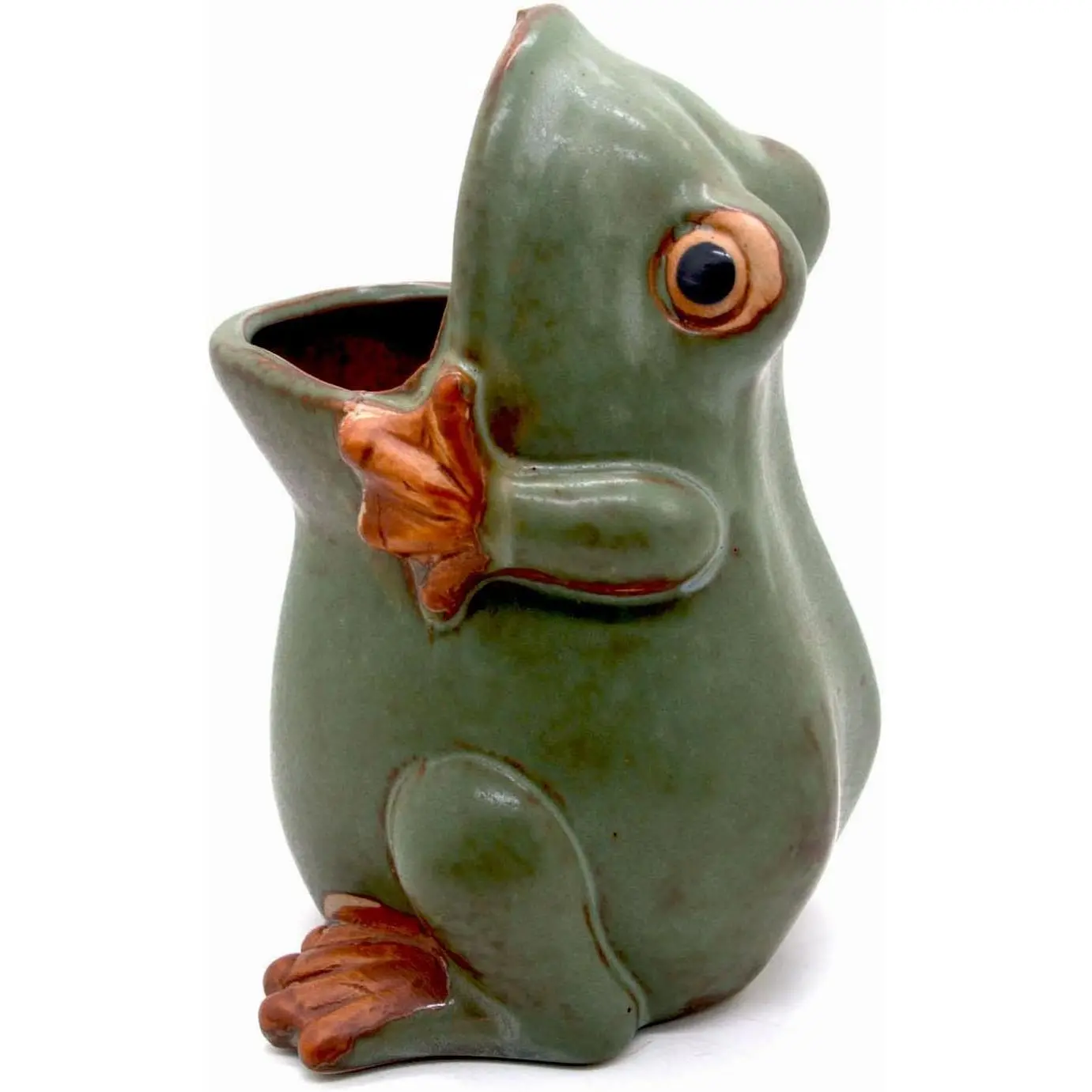7" Ceramic Frog Shaped  Pot for Bonsai Flower Succulent Planter Candy Dish Pencil Holder Decor Multipurpose Frog