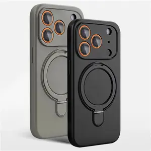 Magnetic Silicone Phone Case For iPhone 17 16 15 14 13 11 12 Pro Max Air Kickstand Ring Holder Cover For iPhone 14 15 16 Plus