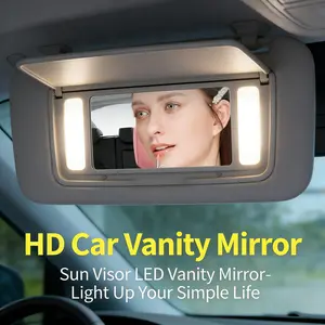 Girly Car Accessories LED Makeup Mirror - Rechargeable Car Sun Visor Mirror with Touch Adjustable Brightness, HD Vanity