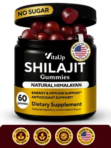 VitaUp Himalayan Shilajit Gummies - 1000mg Sugar-Free Energy & Immune Support - 60 Count Natural Raspberry Watermelon Flavor - No Artificial Sweeteners - Made in USA