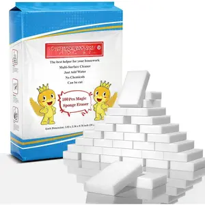 Magic Sponge Eraser  100 Pac Extra Thick Melamine Sponges Magic Cleaning Sponge, Household Cleaning Scrub Sponge Pads for Kitchen, ,Sink,Shoe,Bathtub Cleaning Sponge