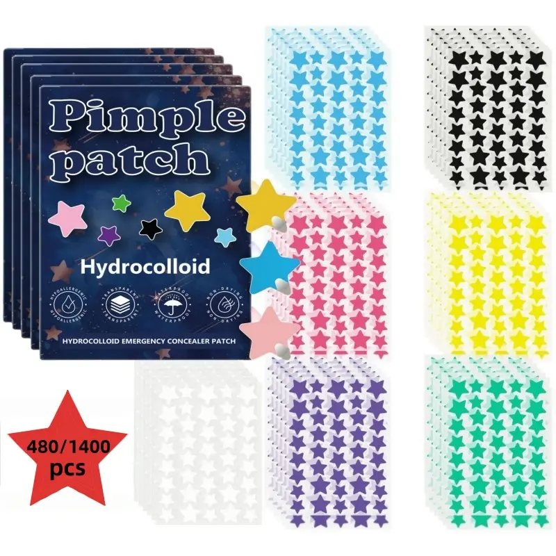 480/1400 Pieces Facial Hydrocolloid Acne Patches, Acne Pimple Patch, Cute Star-Shaped Coverings, Acne Stickers, Acne Clearing Products, Alcohol-Free, Odorless, Gentle, Mild & Non-Irritating, Suitable for All Skin Types，Mother's Day Gift,beachoutfits