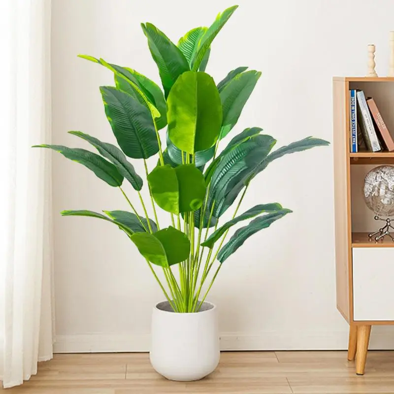 Artificial Banana Tree Leave without Pot for Room Decor, 1 Count Real Touch Fake Plant, Artificial Banana Plant for Home Garden Decoration