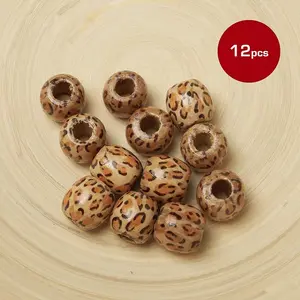 RED by KISS Jumbo Leopard Pattern Wood Hair Beads (12pcs)