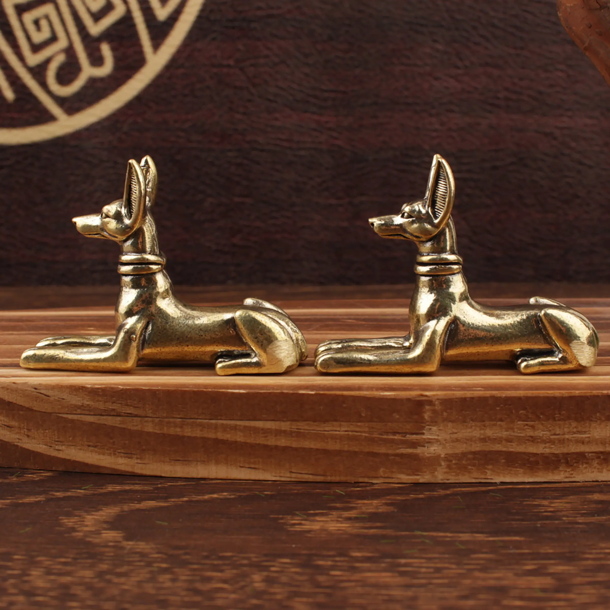 2 Vintage Brass Dogs Figurines, Animal Decorative Figurines, Decorative Wealth Good Luck Dog Figurines for Tabletop, Unique Handcrafted Brass Decor, Home Decor Accessory